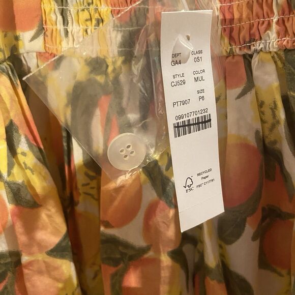 J. Crew Square-neck Midi Dress 100% Cotton Poplin Sundress Peach Pattern Size 6P - Picture 4 of 15